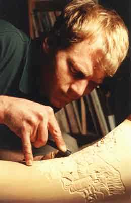 Doug carving Alphorn #6